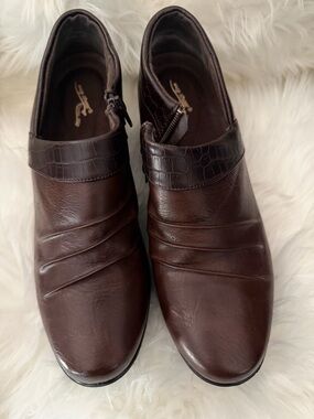 easy street Dark Brown Croc-Accent Ankle Booties